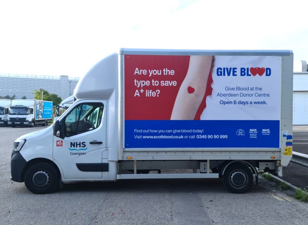 NHS Give Blood changeable vehicle graphics